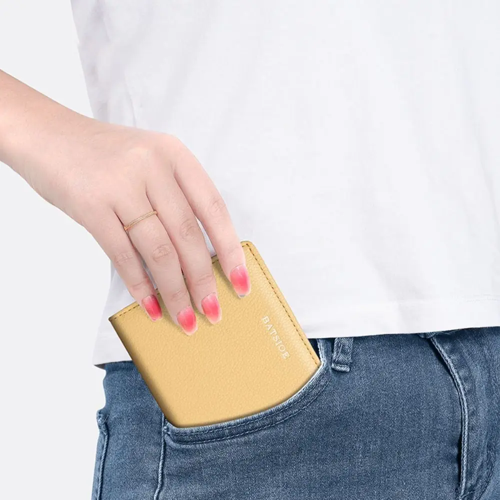 PU Leather Short Wallet Women's Fashion Solid Color Large Capacity Handbag Foldable Thin Card Holder Coin Purses Mini Clutch