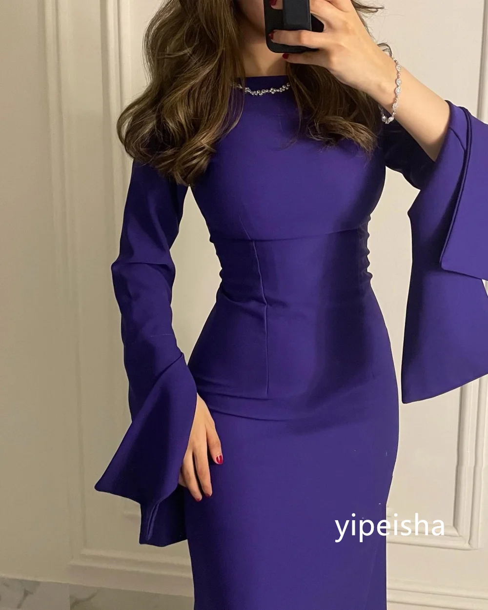 Customized Pastrol Jersey A-line O-Neck Midi Dresses Prom Dresses Unisex Chinese Style Formal Casual Simple Retro Fashion Elegan