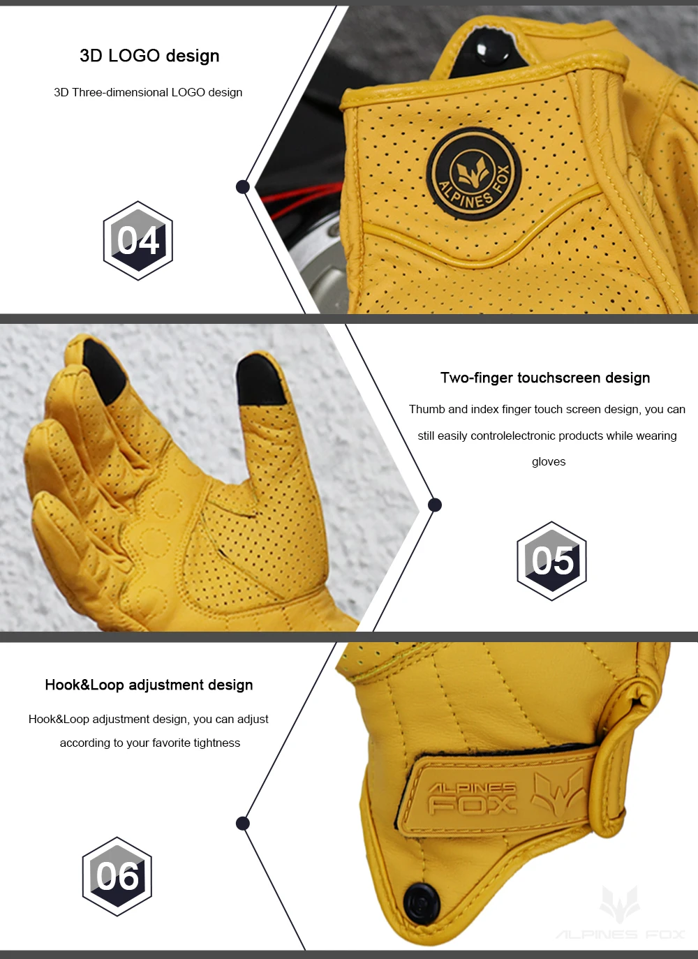 Vinatge Goatskin Motorcycle Gloves Summer Men Yellow Retro Leather Motorcyclist Guantes Motorbike Motocross Glove M-XXL