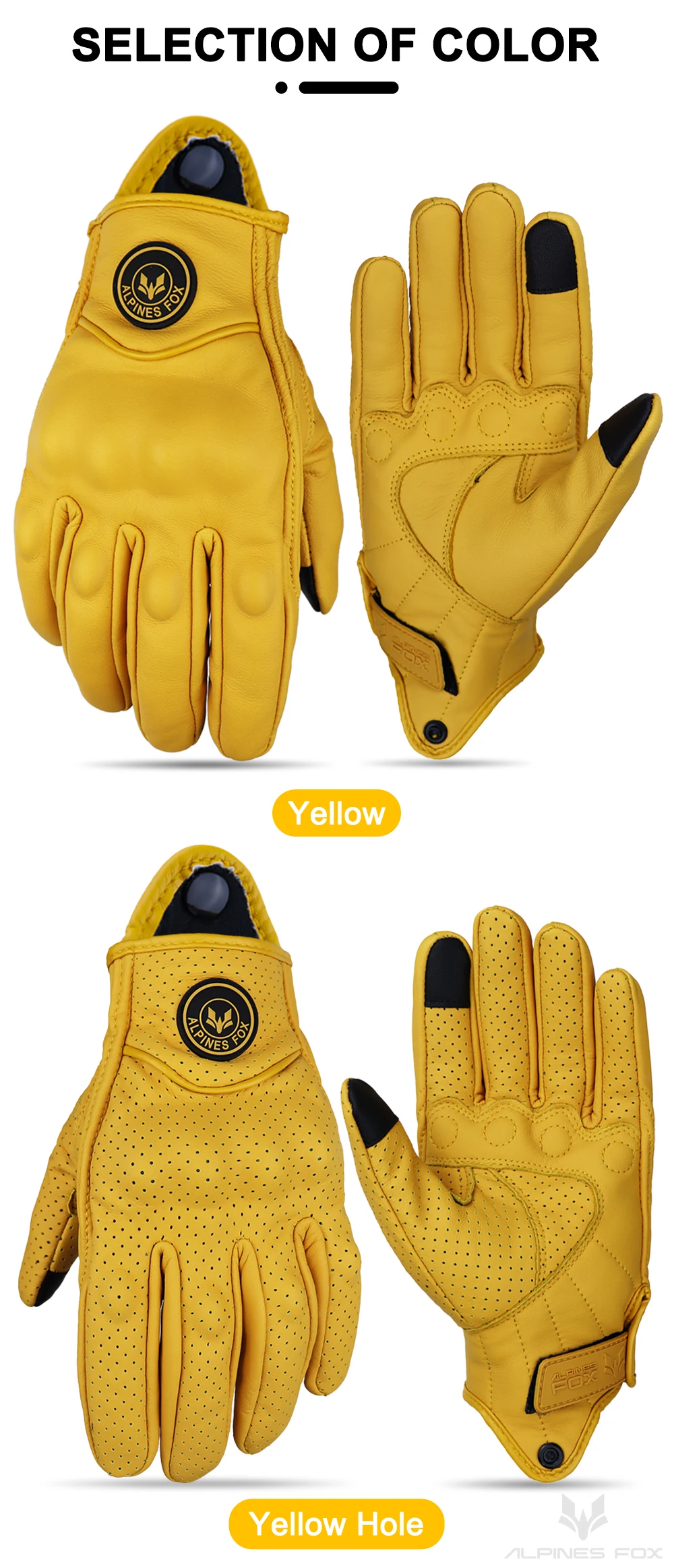 Vinatge Goatskin Motorcycle Gloves Summer Men Yellow Retro Leather Motorcyclist Guantes Motorbike Motocross Glove M-XXL