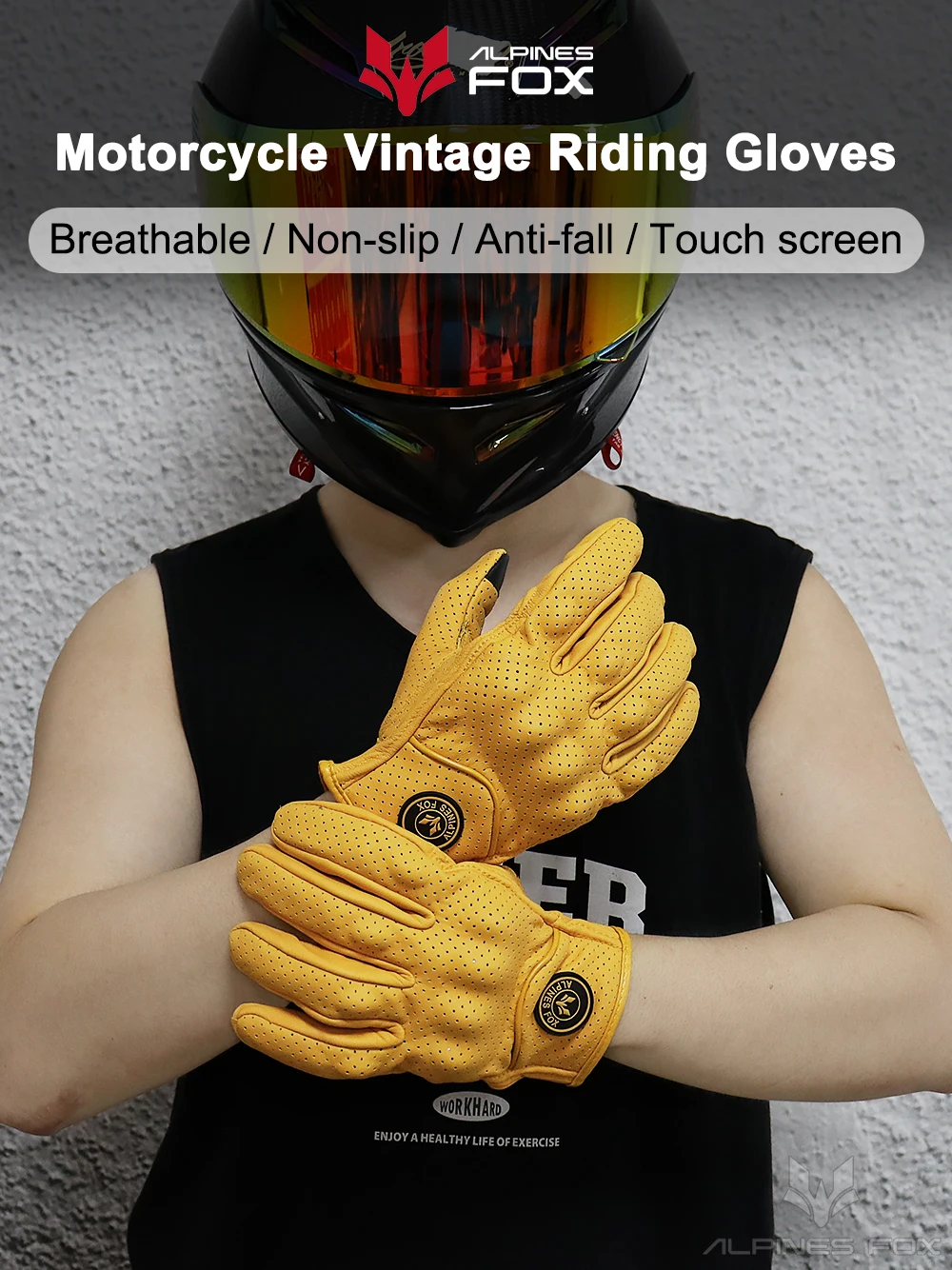 Vinatge Goatskin Motorcycle Gloves Summer Men Yellow Retro Leather Motorcyclist Guantes Motorbike Motocross Glove M-XXL