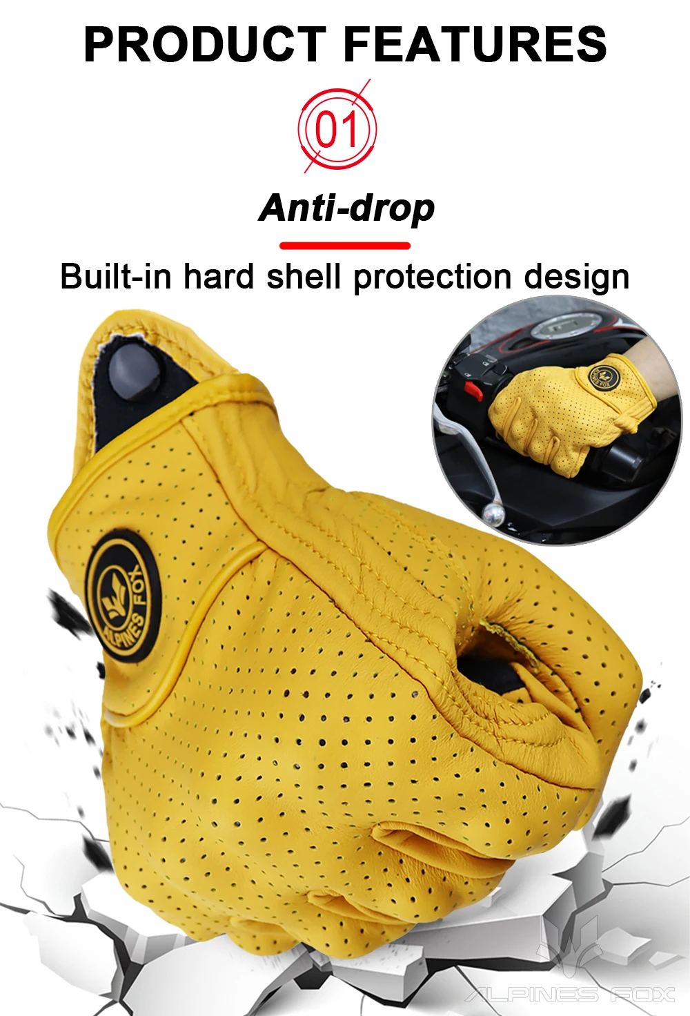 Vinatge Goatskin Motorcycle Gloves Summer Men Yellow Retro Leather Motorcyclist Guantes Motorbike Motocross Glove M-XXL