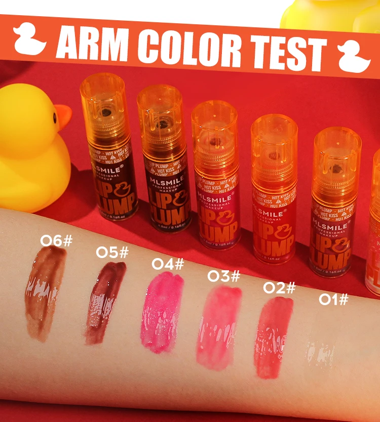 MLSMILE Duck Lip Plump Lip Oil Moisturizing Lip Gloss Mirror Water Nature Long-Lasting Gloss Pearl Lip Glaze Set