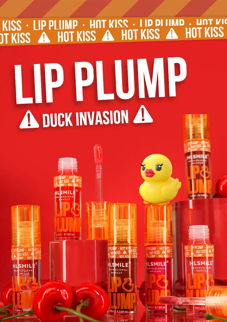 MLSMILE Duck Lip Plump Lip Oil Moisturizing Lip Gloss Mirror Water Nature Long-Lasting Gloss Pearl Lip Glaze Set