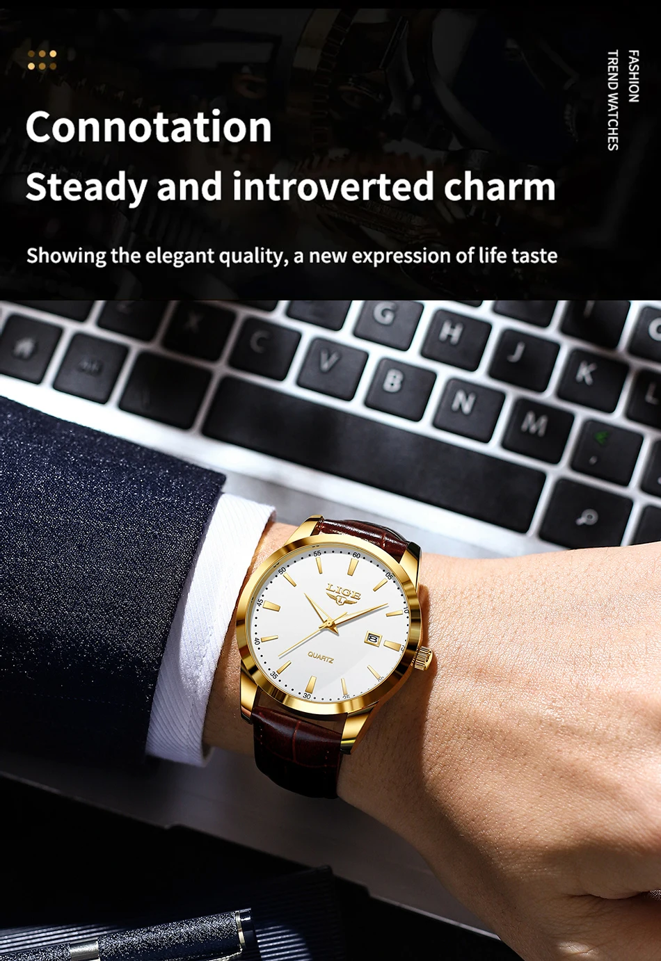 LIGE Fashion Brown Leather Watch Men Military Sports Men's Quartz Wristwatches Casual Waterproof Chronograph Relogios Masculino