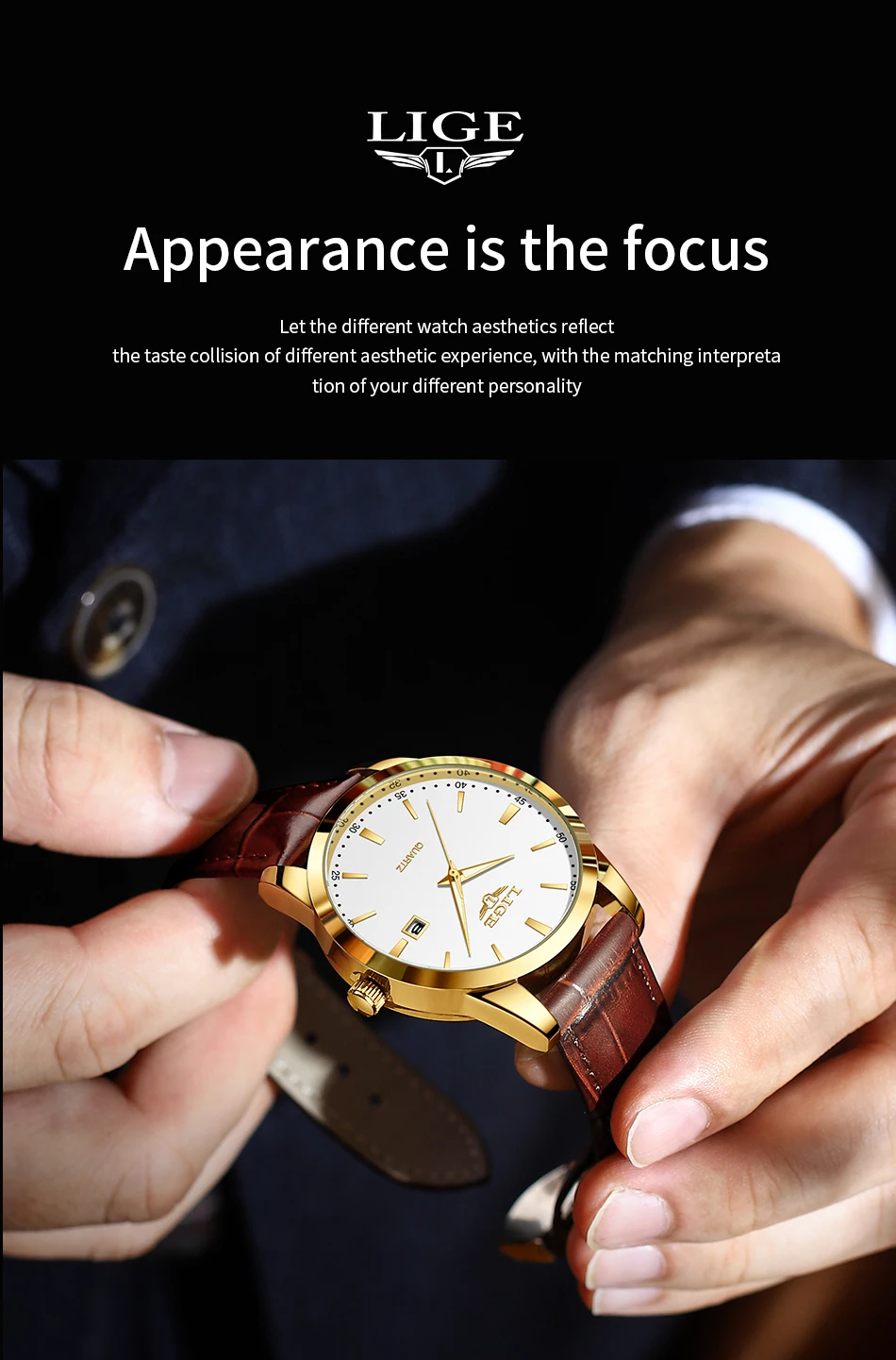 LIGE Fashion Brown Leather Watch Men Military Sports Men's Quartz Wristwatches Casual Waterproof Chronograph Relogios Masculino
