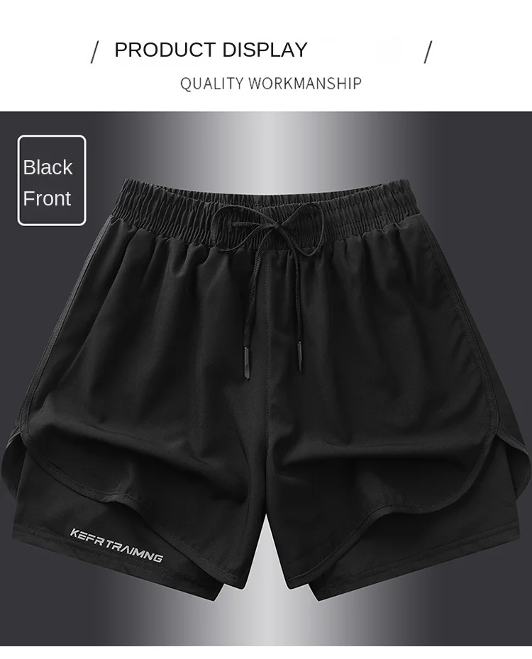 Fake two pieces of summer sports shorts, men's and women's quick drying three point running training itness lining American b