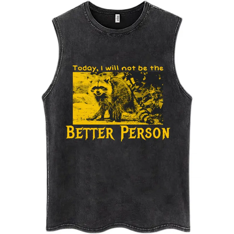 Nothing To Lose Japanese Rat Print Wash Tank Tops Men Women Hip Hop Harajuku Sleeveless T Shirts Loose Casual Cotton Streetwear