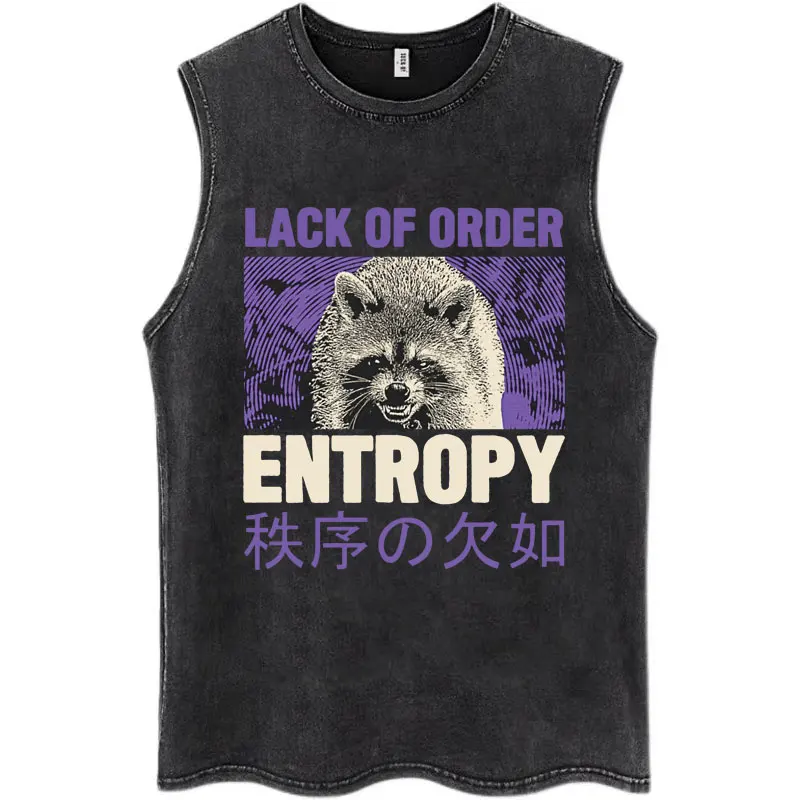 Nothing To Lose Japanese Rat Print Wash Tank Tops Men Women Hip Hop Harajuku Sleeveless T Shirts Loose Casual Cotton Streetwear