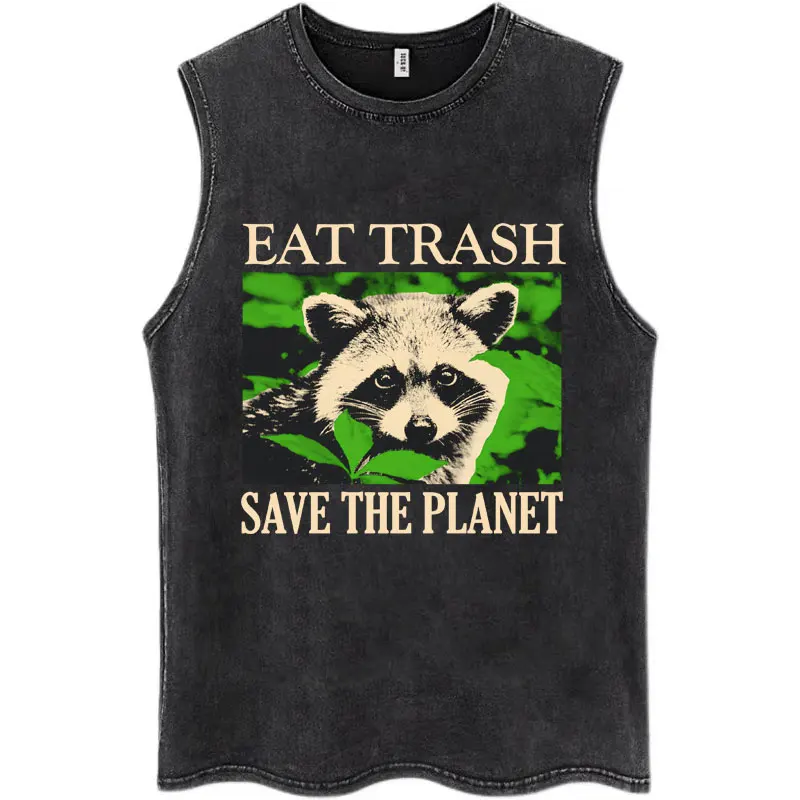 Nothing To Lose Japanese Rat Print Wash Tank Tops Men Women Hip Hop Harajuku Sleeveless T Shirts Loose Casual Cotton Streetwear