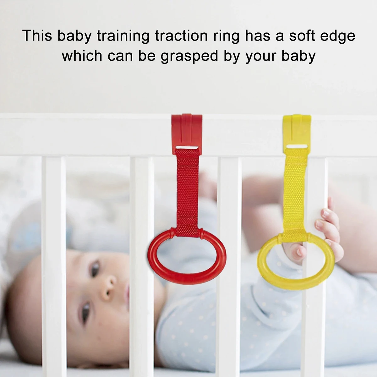 Baby Crib Pull up Rings Baby Walking Exercises Assistant Cot Hanging Rings Baby Bed Stand Up Rings for Playpen Play Gym