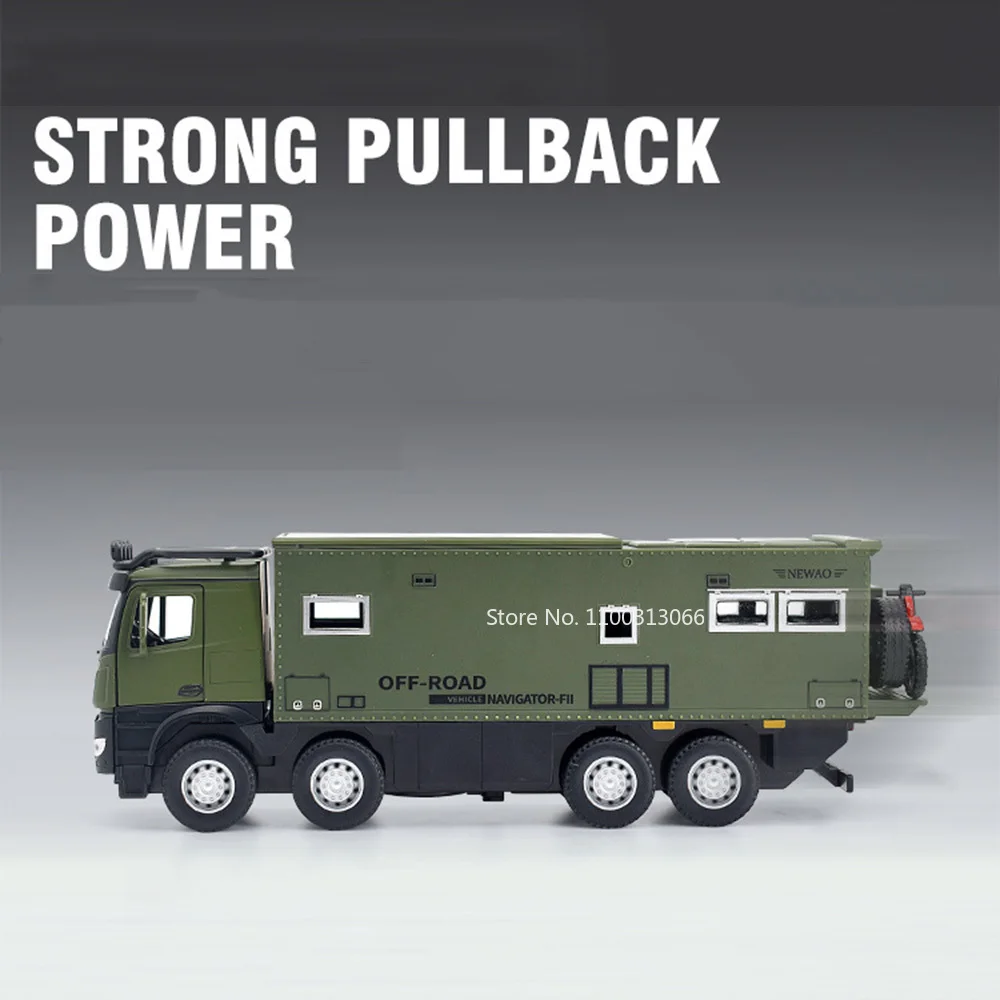 1/24 Nomadism Off-road RV Model Cars Toys Alloy Diecasting Rubber Tires Motor Home Models Light Sound Vehicle Kids Birthday Gift