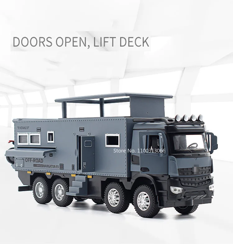 1/24 Nomadism Off-road RV Model Cars Toys Alloy Diecasting Rubber Tires Motor Home Models Light Sound Vehicle Kids Birthday Gift