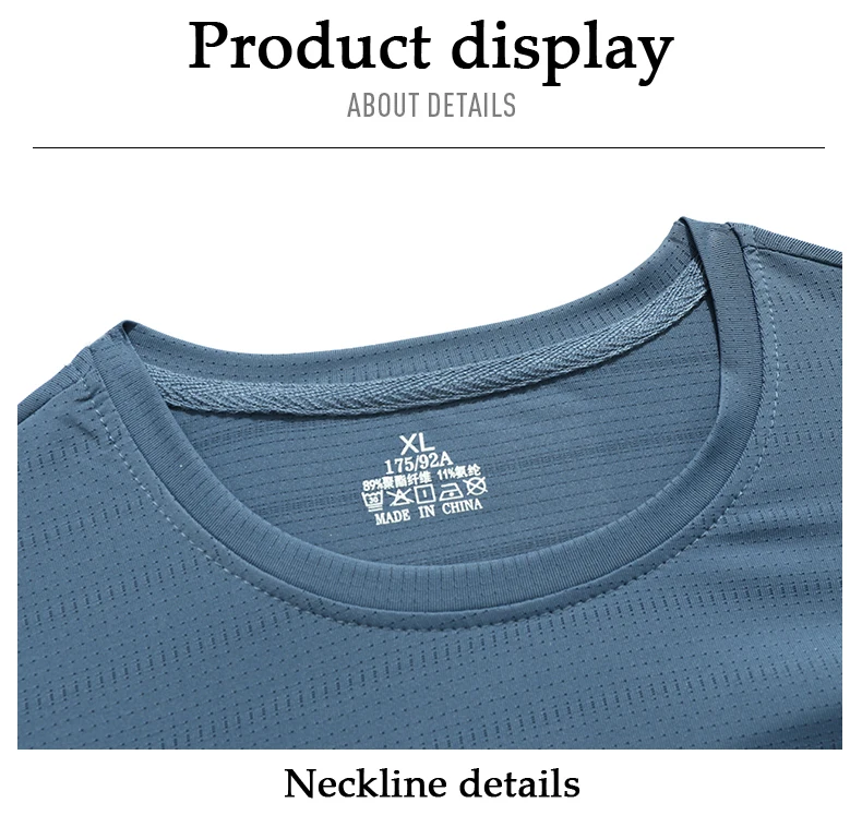 Men Running T-shirt Breathable Stretch Summer Top Gym Fitness Running Thin Short Sleeve Sportswear M-5XL Gray Blue Black White