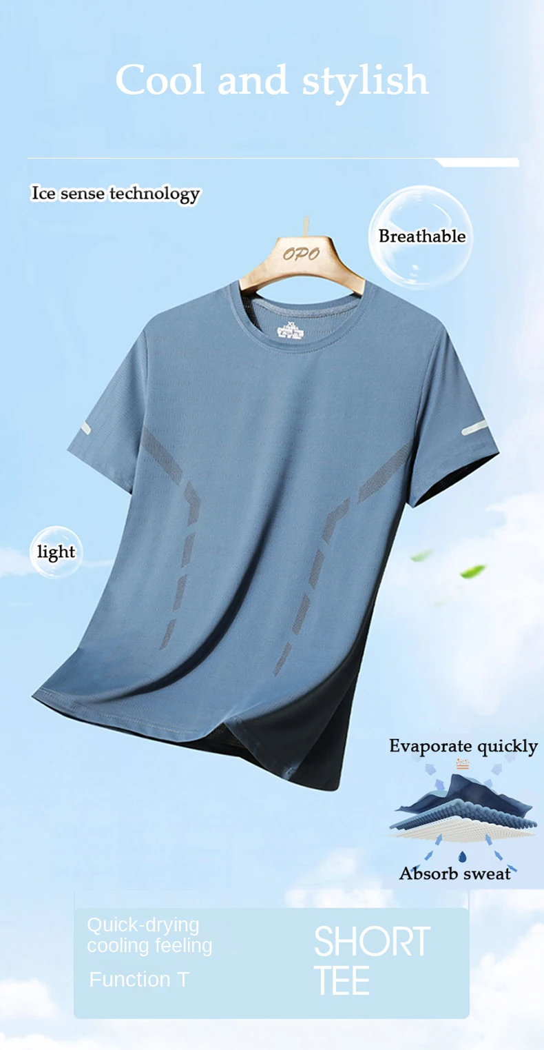 Men Running T-shirt Breathable Stretch Summer Top Gym Fitness Running Thin Short Sleeve Sportswear M-5XL Gray Blue Black White