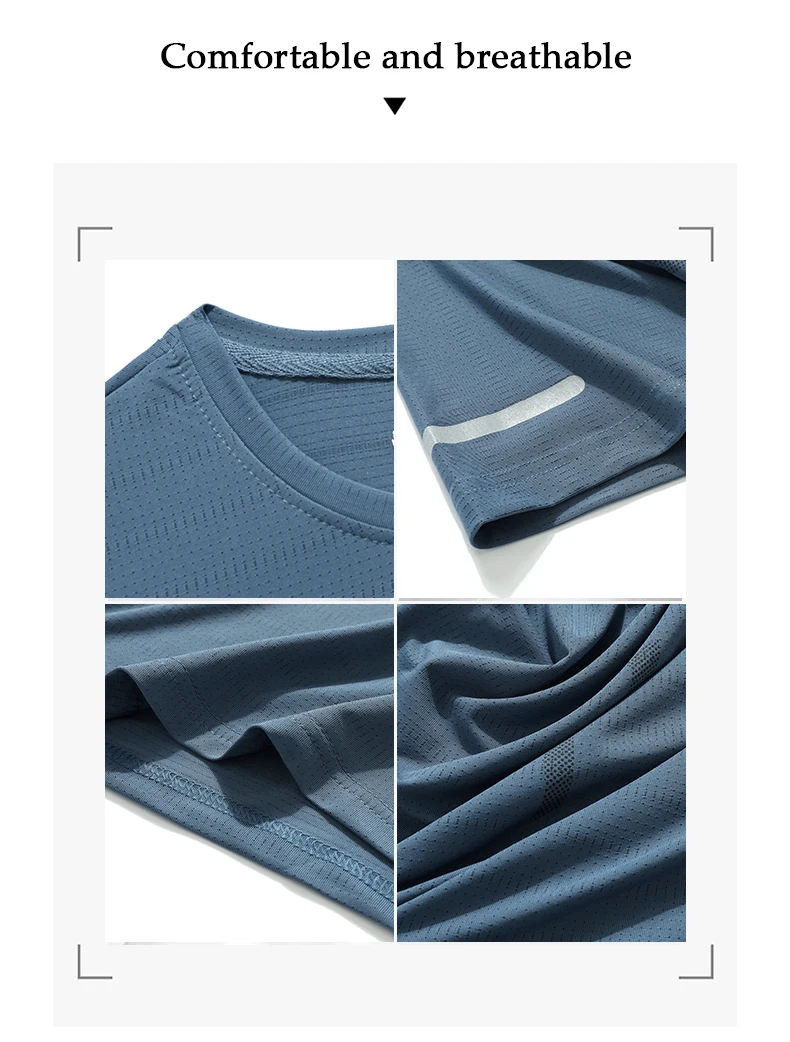 Men Running T-shirt Breathable Stretch Summer Top Gym Fitness Running Thin Short Sleeve Sportswear M-5XL Gray Blue Black White