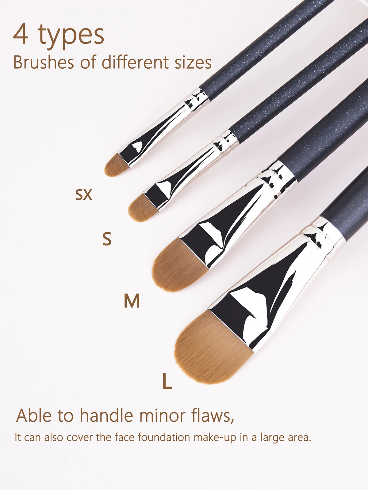 4 Types Sizes Upgraded Ultra-thin Foundation Concealer Makeup Brush Professional Liquid Foundation Cream Concealer Make-up Tool