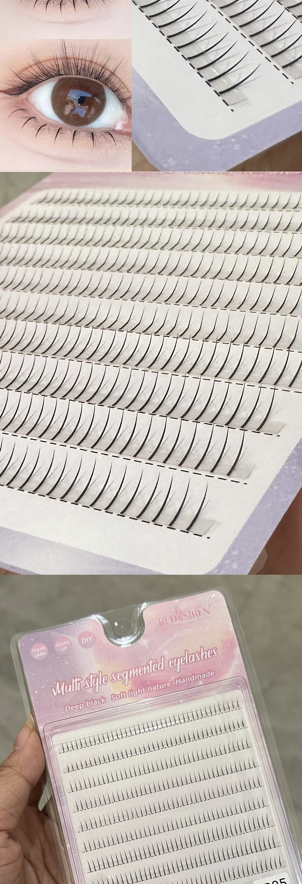 REDSIREN 10Rows Under Eyelash Large Capacity Cluster Lashes Korean Makeup Natural Look Bottom Lashes