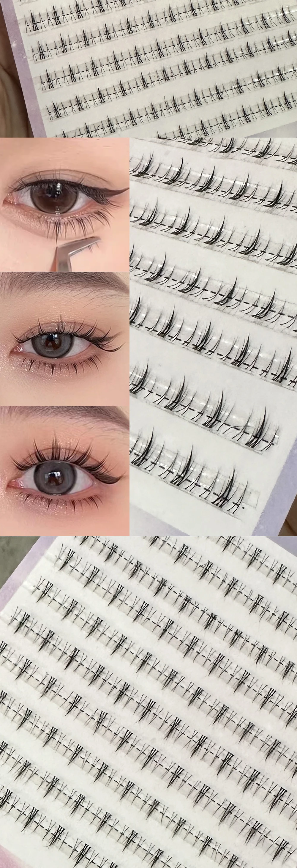 REDSIREN 10Rows Under Eyelash Large Capacity Cluster Lashes Korean Makeup Natural Look Bottom Lashes