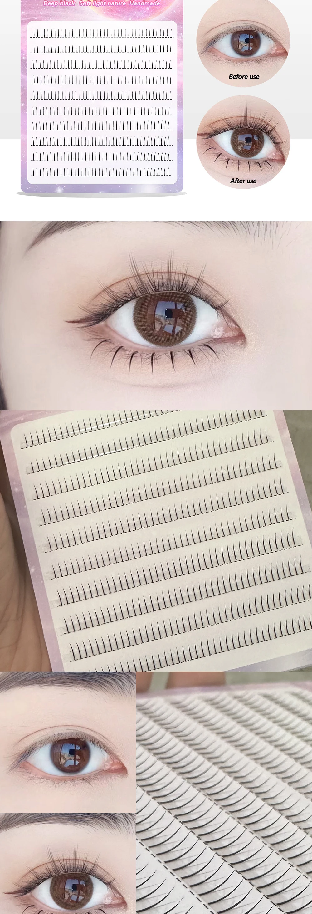 REDSIREN 10Rows Under Eyelash Large Capacity Cluster Lashes Korean Makeup Natural Look Bottom Lashes