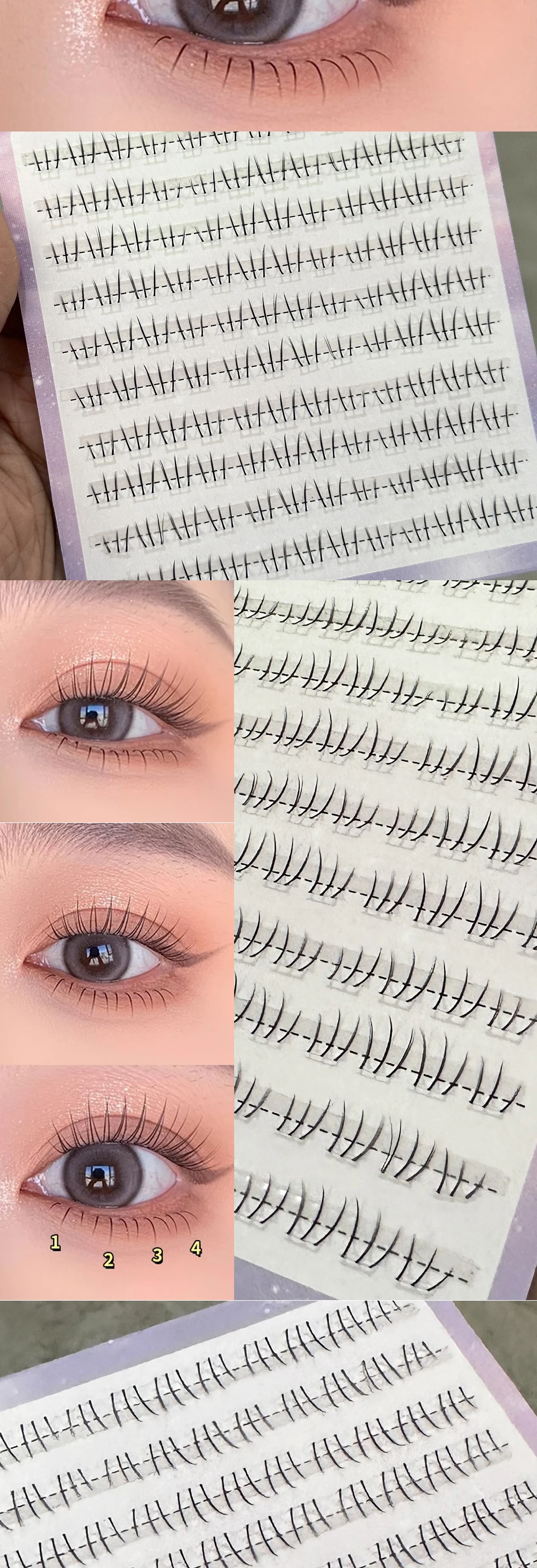 REDSIREN 10Rows Under Eyelash Large Capacity Cluster Lashes Korean Makeup Natural Look Bottom Lashes
