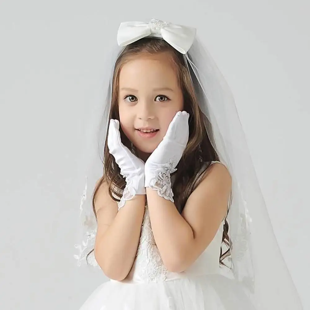 Gloves Children's Wedding Dress Princess Skirt Accessories Stage Gloves Wedding Gloves Full Finger Mittens Princess Gloves