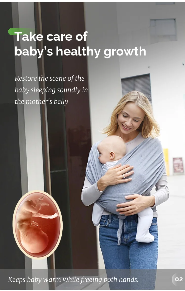PANGDUBE Ergonomic Baby Wrap Sling Carrier Soft Cotton Kangaroo Sling for Newborns to 36 Months Comfortable Front Baby Carrier
