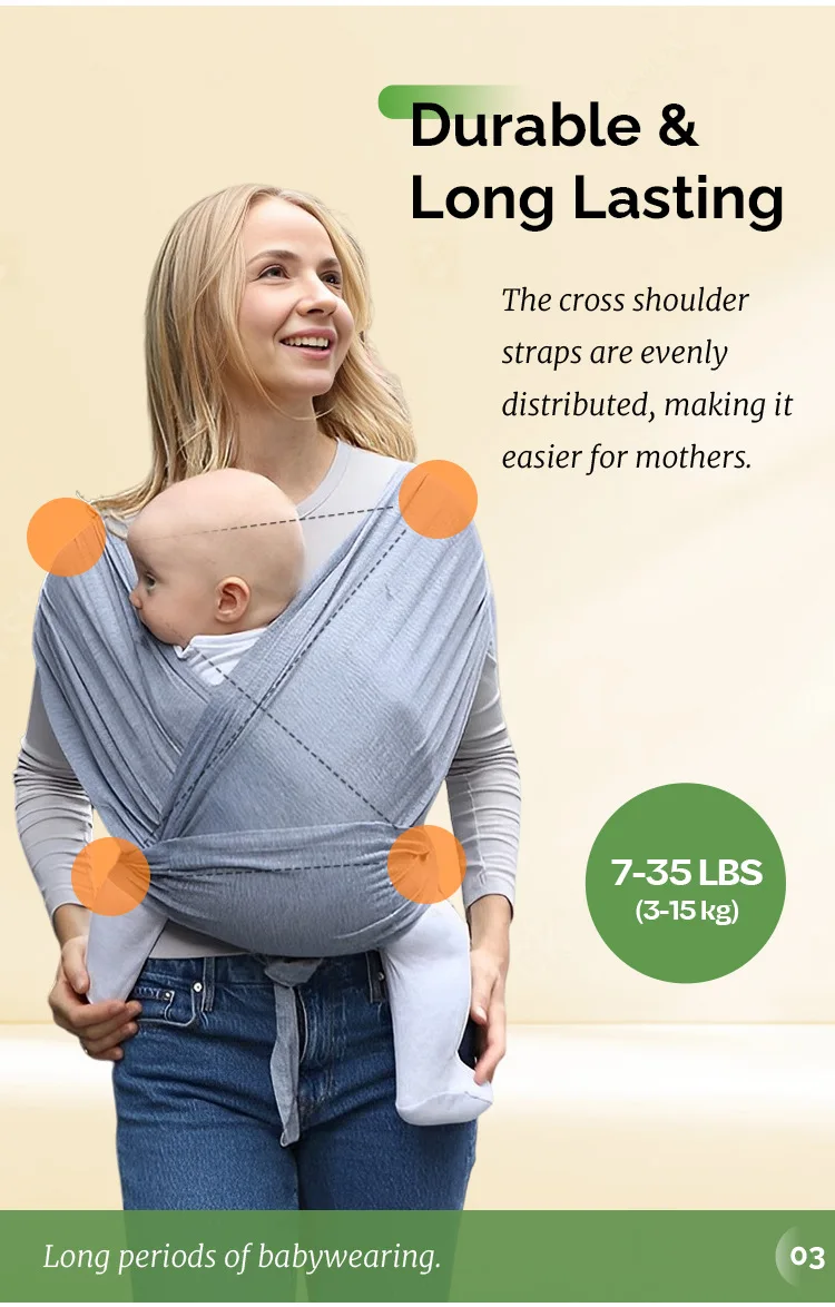 PANGDUBE Ergonomic Baby Wrap Sling Carrier Soft Cotton Kangaroo Sling for Newborns to 36 Months Comfortable Front Baby Carrier