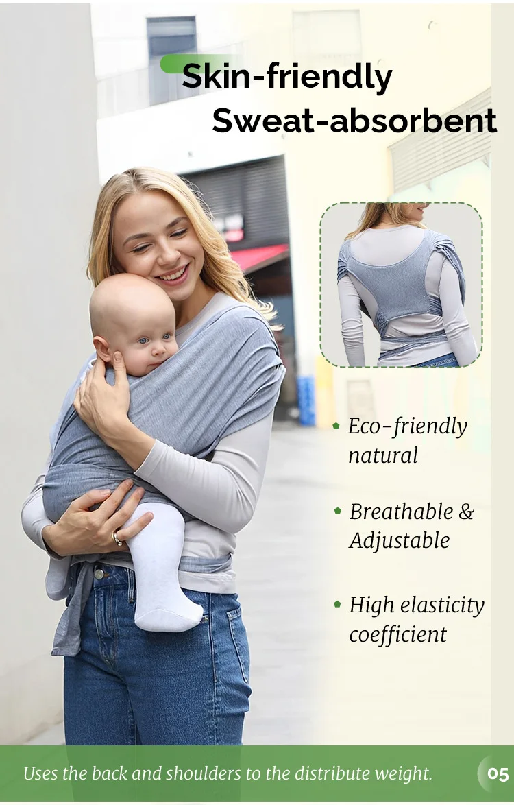 PANGDUBE Ergonomic Baby Wrap Sling Carrier Soft Cotton Kangaroo Sling for Newborns to 36 Months Comfortable Front Baby Carrier