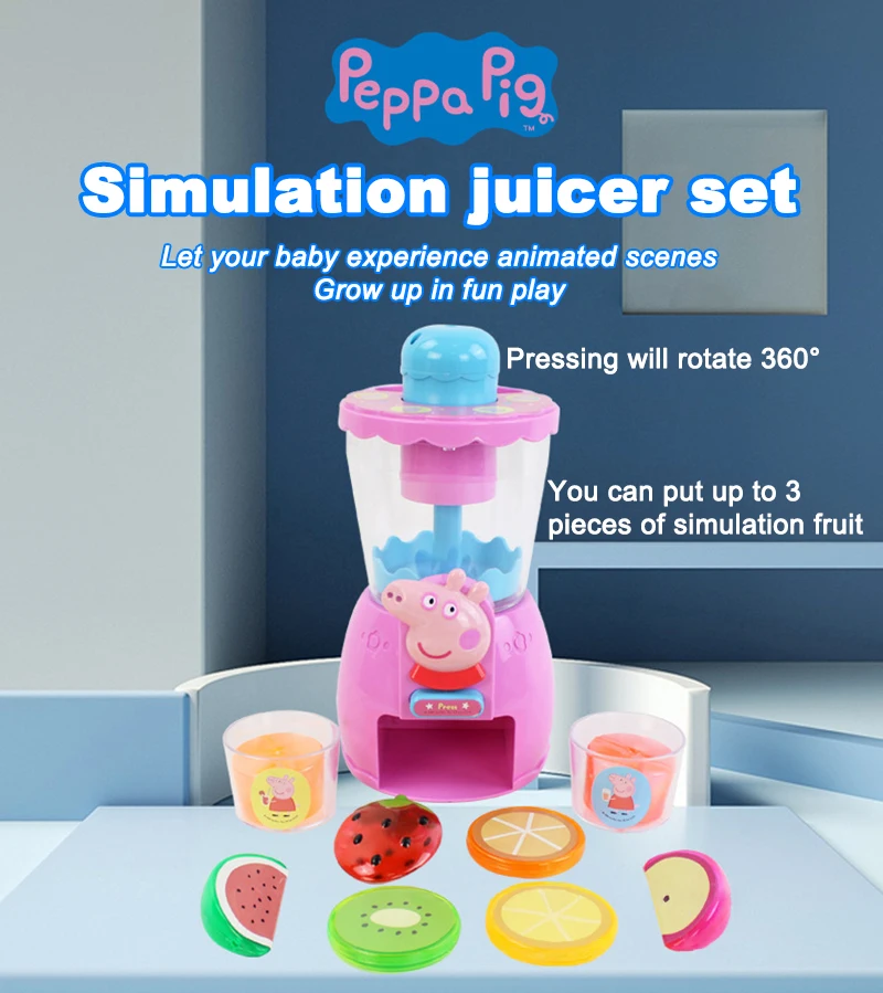 Peppa Pig Simulated Juicer Emulation Blender Toy Kids Playing House Simulation Fruits Simulate Scenarios Toddler Early Tducation