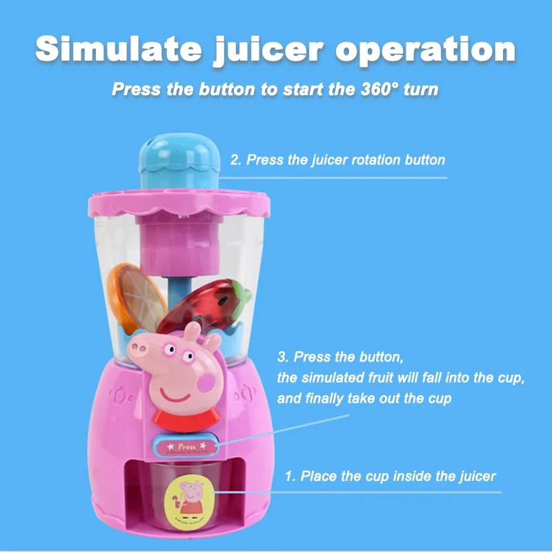 Peppa Pig Simulated Juicer Emulation Blender Toy Kids Playing House Simulation Fruits Simulate Scenarios Toddler Early Tducation