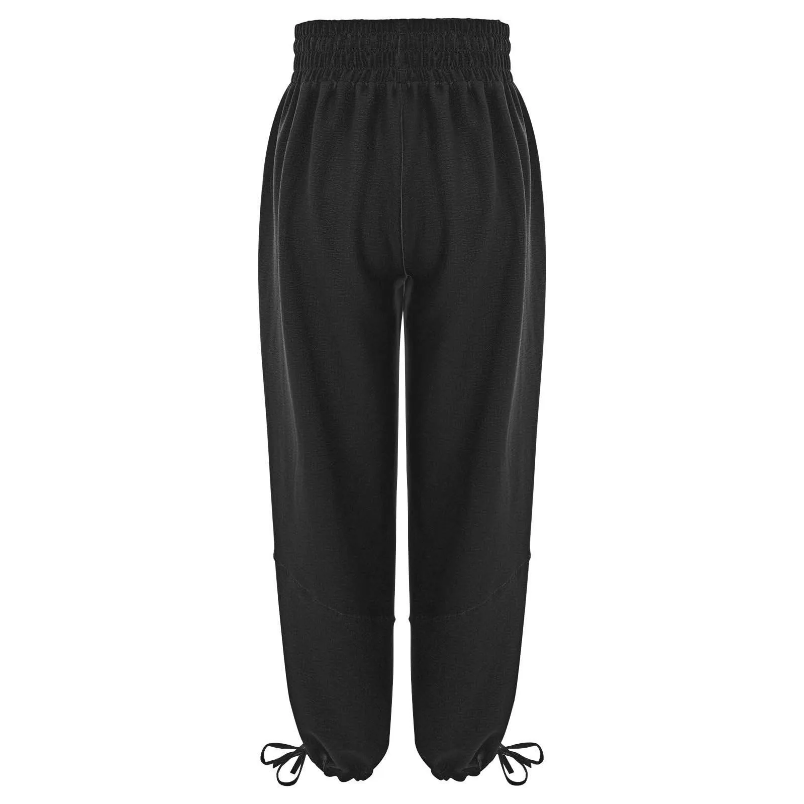 Loose Lantern Pants Women'S Solid Color Drawstring Wide Leg Pants Elastic Waistband Casual Pants Oversized Sports Pants For Wome