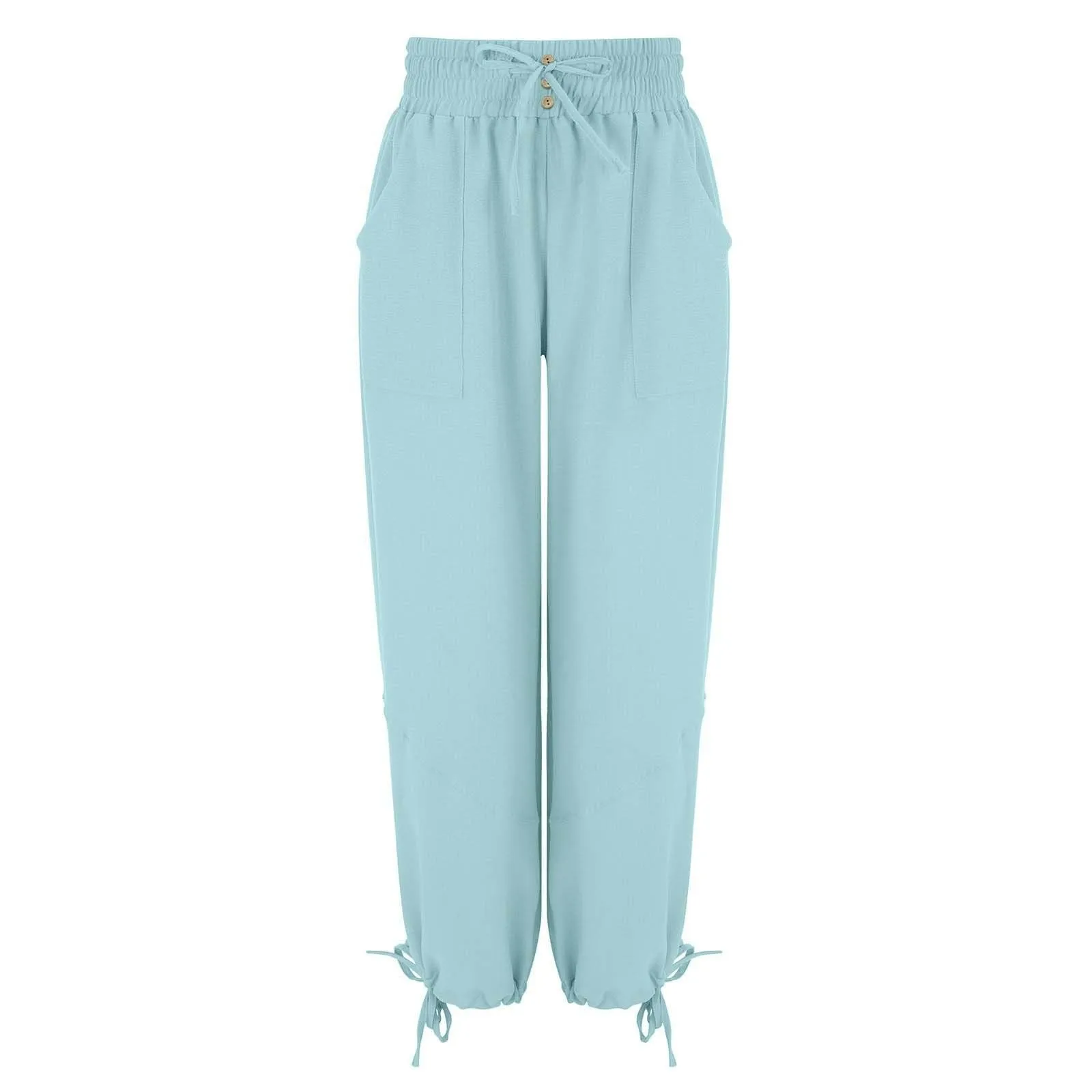 Loose Lantern Pants Women'S Solid Color Drawstring Wide Leg Pants Elastic Waistband Casual Pants Oversized Sports Pants For Wome