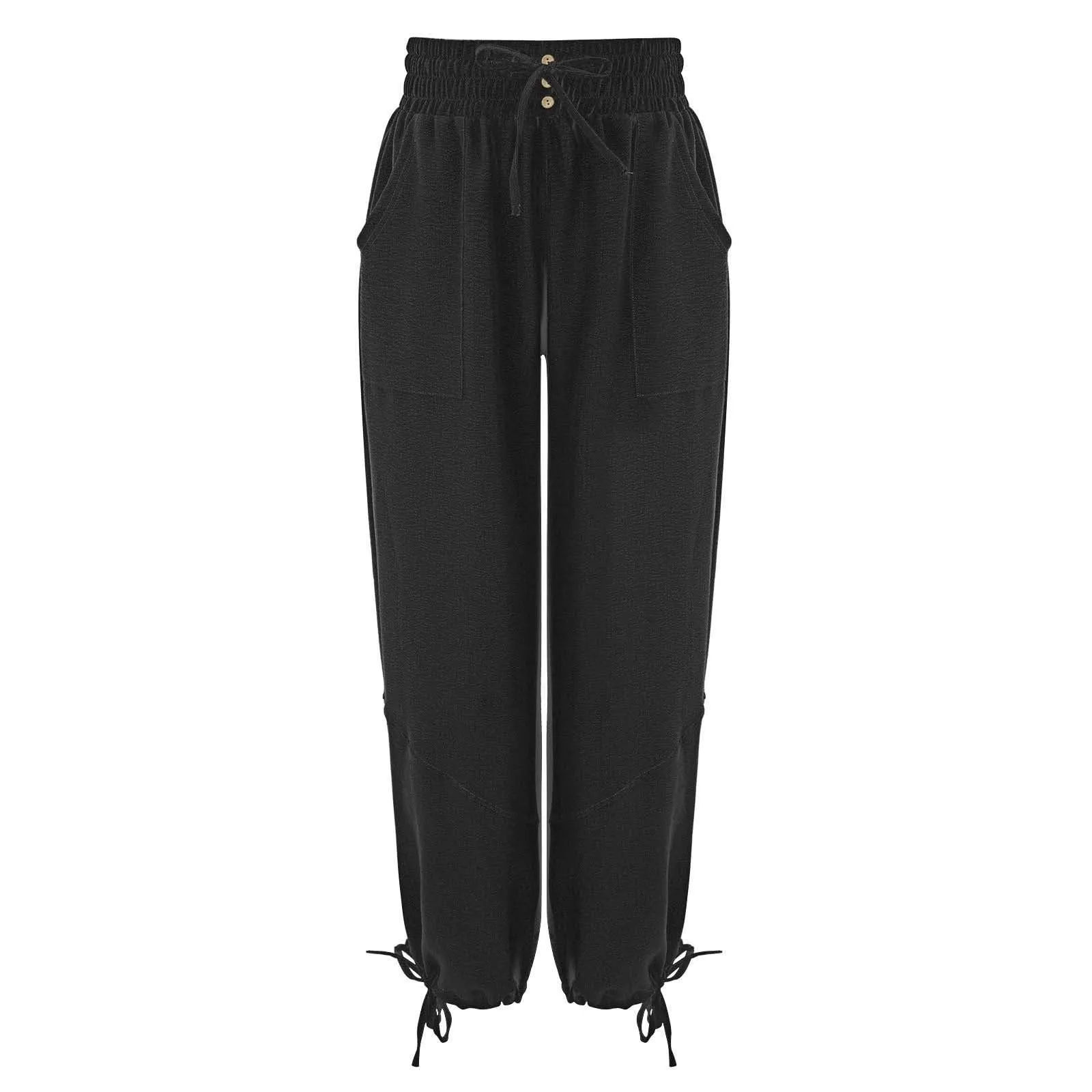 Loose Lantern Pants Women'S Solid Color Drawstring Wide Leg Pants Elastic Waistband Casual Pants Oversized Sports Pants For Wome