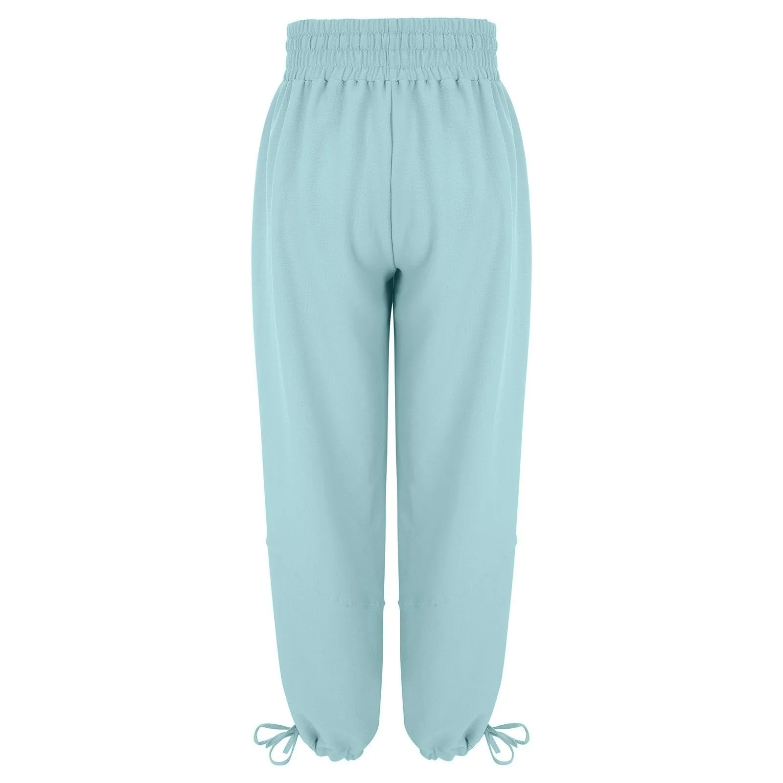 Loose Lantern Pants Women'S Solid Color Drawstring Wide Leg Pants Elastic Waistband Casual Pants Oversized Sports Pants For Wome