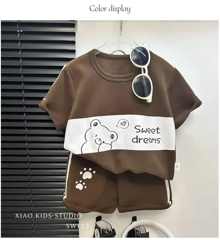Children's Sets Mother Kids Clothes Boys Girl T-shirt Shorts 2PCS Short Sleeve Baby Children Clothing Toddler Suit Suit Striped