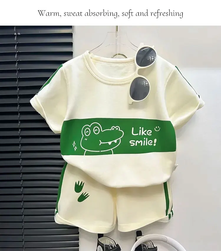 Children's Sets Mother Kids Clothes Boys Girl T-shirt Shorts 2PCS Short Sleeve Baby Children Clothing Toddler Suit Suit Striped