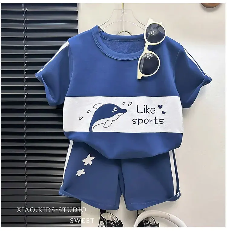 Children's Sets Mother Kids Clothes Boys Girl T-shirt Shorts 2PCS Short Sleeve Baby Children Clothing Toddler Suit Suit Striped
