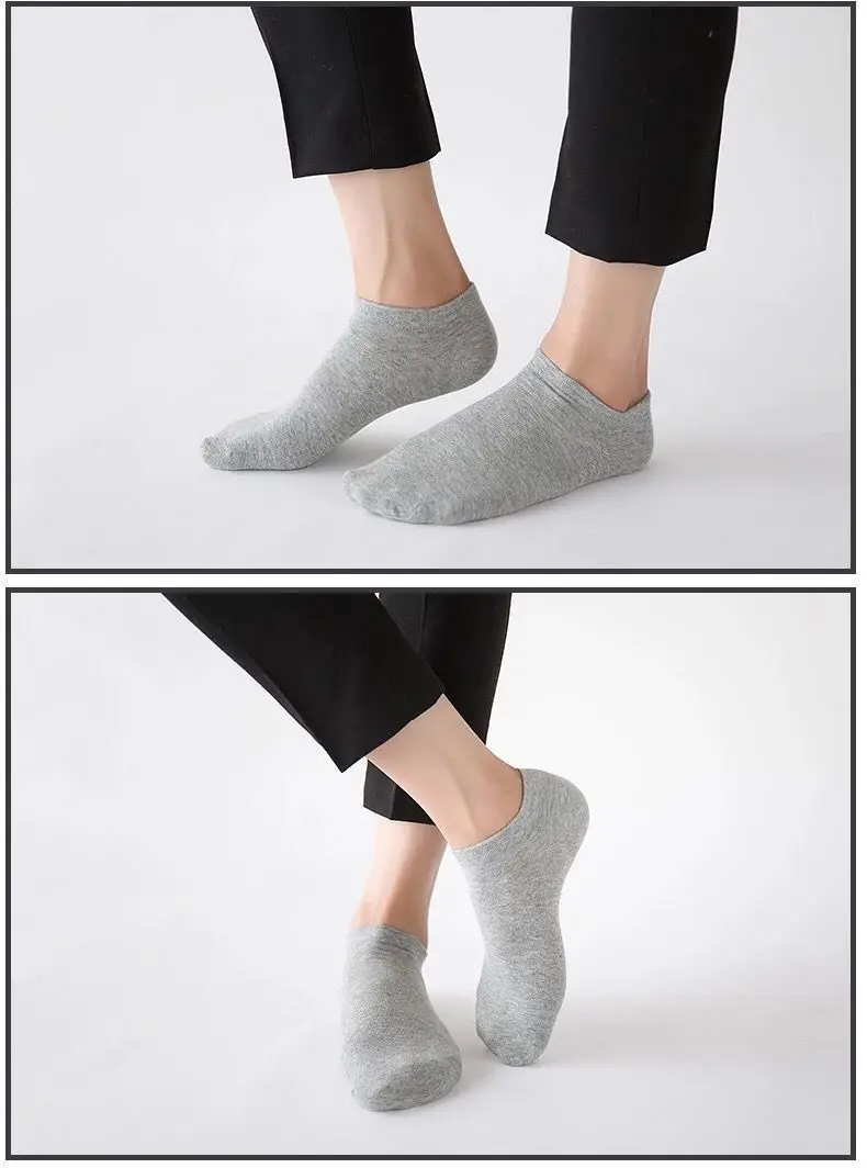 5/10 Pairs Low Cut Men Socks Solid Color Black White Breathable Cotton Socks Male Sport Businessmen Short Socks