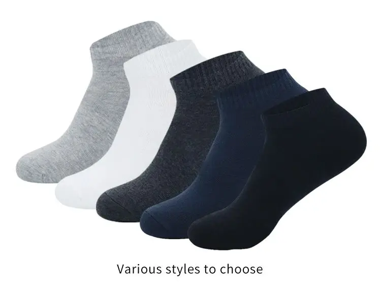 5/10 Pairs Low Cut Men Socks Solid Color Black White Breathable Cotton Socks Male Sport Businessmen Short Socks