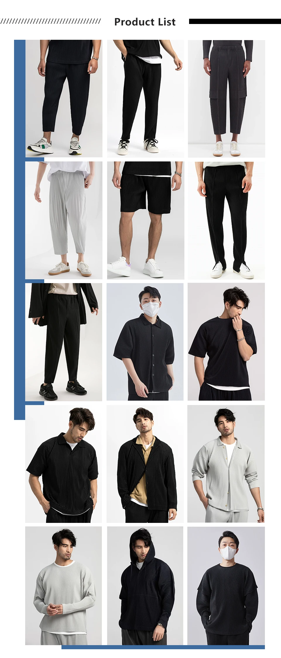 Miyake Pleated Clothes Man Short Sleeve T-Shirt Fashion Black Turtleneck Top