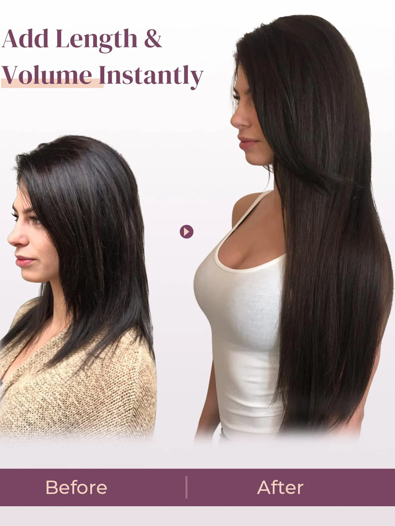 Synthetic 6PCS Clip in Hair Extensions Black Hair Straight Extensions for Women Layered Hair Extensions Heat Resistant Long Wavy