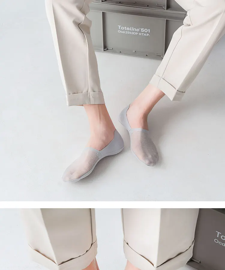 3pairs Men's Socks Summer Ultra-thin Invisible Elastic Silicone Non-slip Boat Sock Mesh Breathable Comfortable No Show Sokken