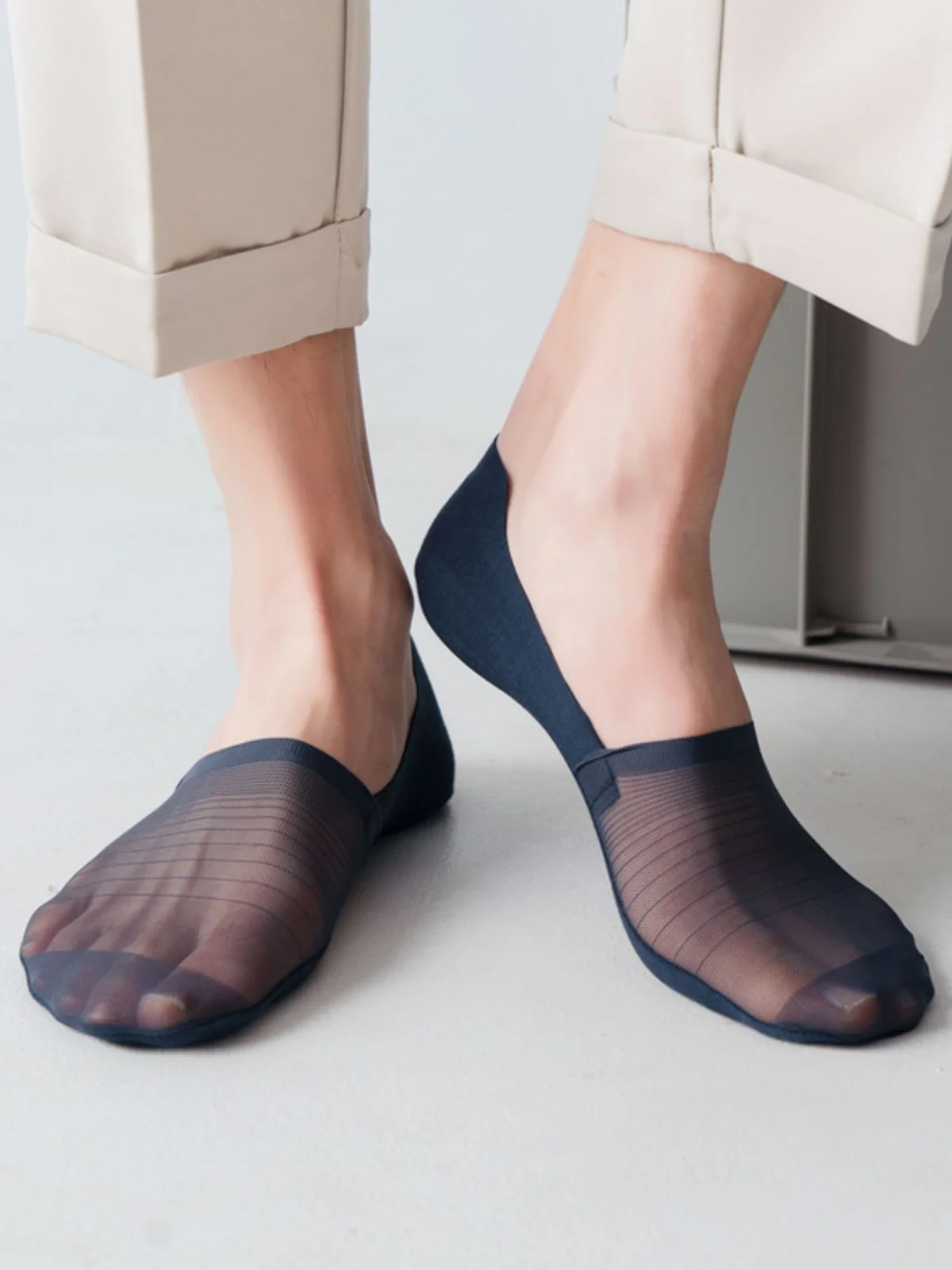 3pairs Men's Socks Summer Ultra-thin Invisible Elastic Silicone Non-slip Boat Sock Mesh Breathable Comfortable No Show Sokken