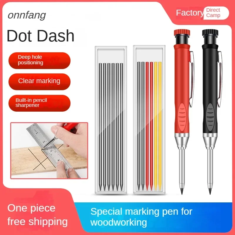 2.8mm Solid Carpenter Deep Hole Maker Construction Pencils with Built in Sharpener for Woodworking Drafting Architect Tool