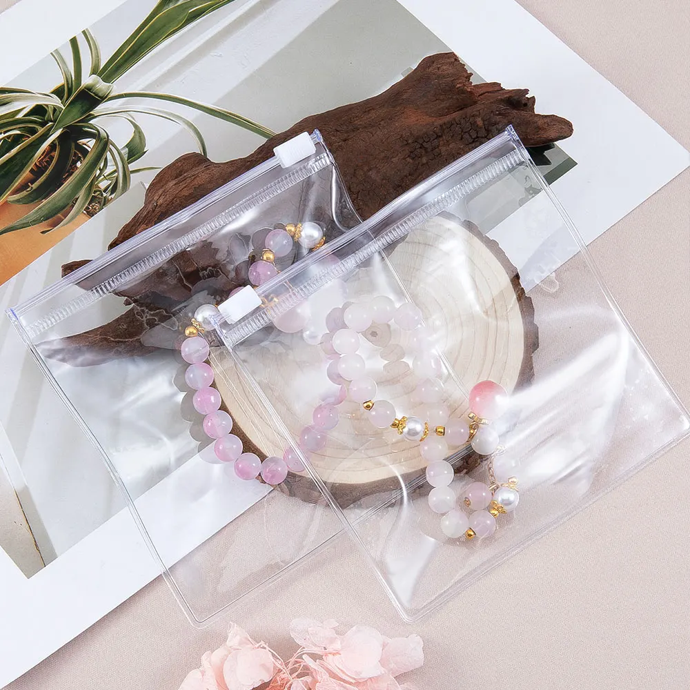 10Pcs Thicken Zipper Bag Transparent Plastic Bag Anti Oxidation Jewelry Pouch for DIY Jewelry Storage Earring Bracelet Packaging