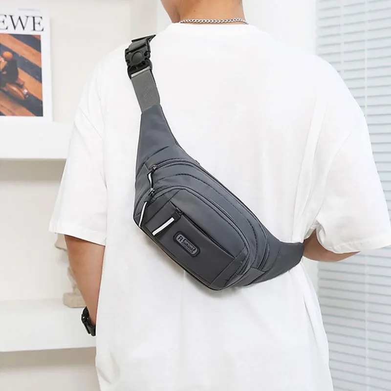 Canvas Fit Waistpack Mobile Fanny Waist Packs Men's Sports Outdoor Leisure Running Anti Theft Ultra Thin Invisible Waist Bag