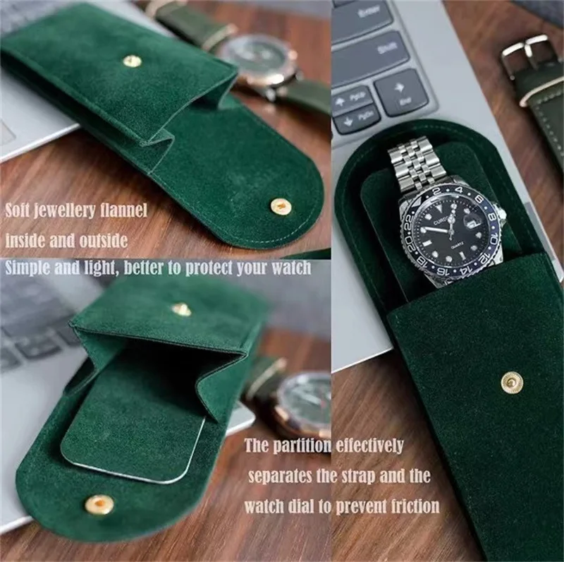 Embers Watch Bag Blue Black Flannelette Gift Bag Travel Storage Case Durable Portable Watch Dust Protection Case
