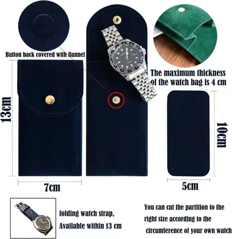 Embers Watch Bag Blue Black Flannelette Gift Bag Travel Storage Case Durable Portable Watch Dust Protection Case
