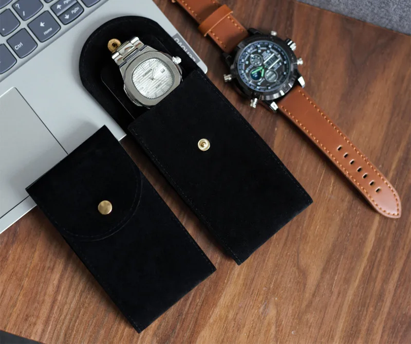 Embers Watch Bag Blue Black Flannelette Gift Bag Travel Storage Case Durable Portable Watch Dust Protection Case